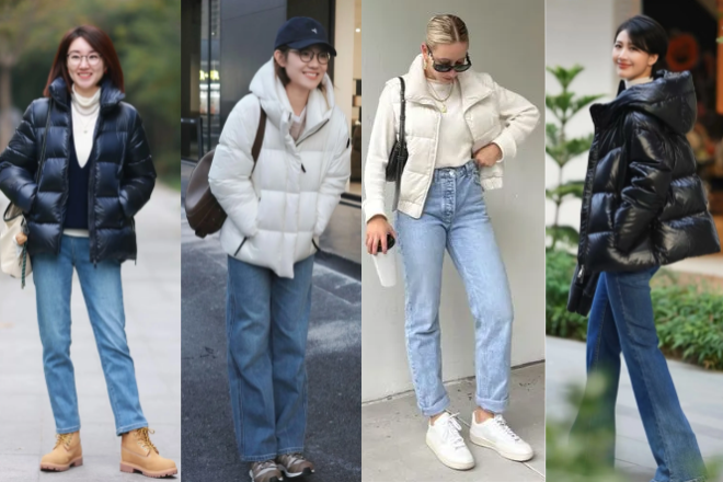 Áo phao và quần jeans: Chỉ cần phối màu đúng cách là đẹp bất bại