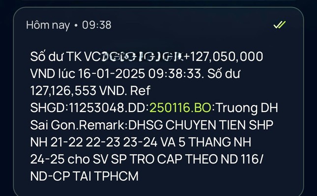 Tài khoản của nhiều sinh viên sư phạm bất ngờ nhận hơn 127 triệu đồng