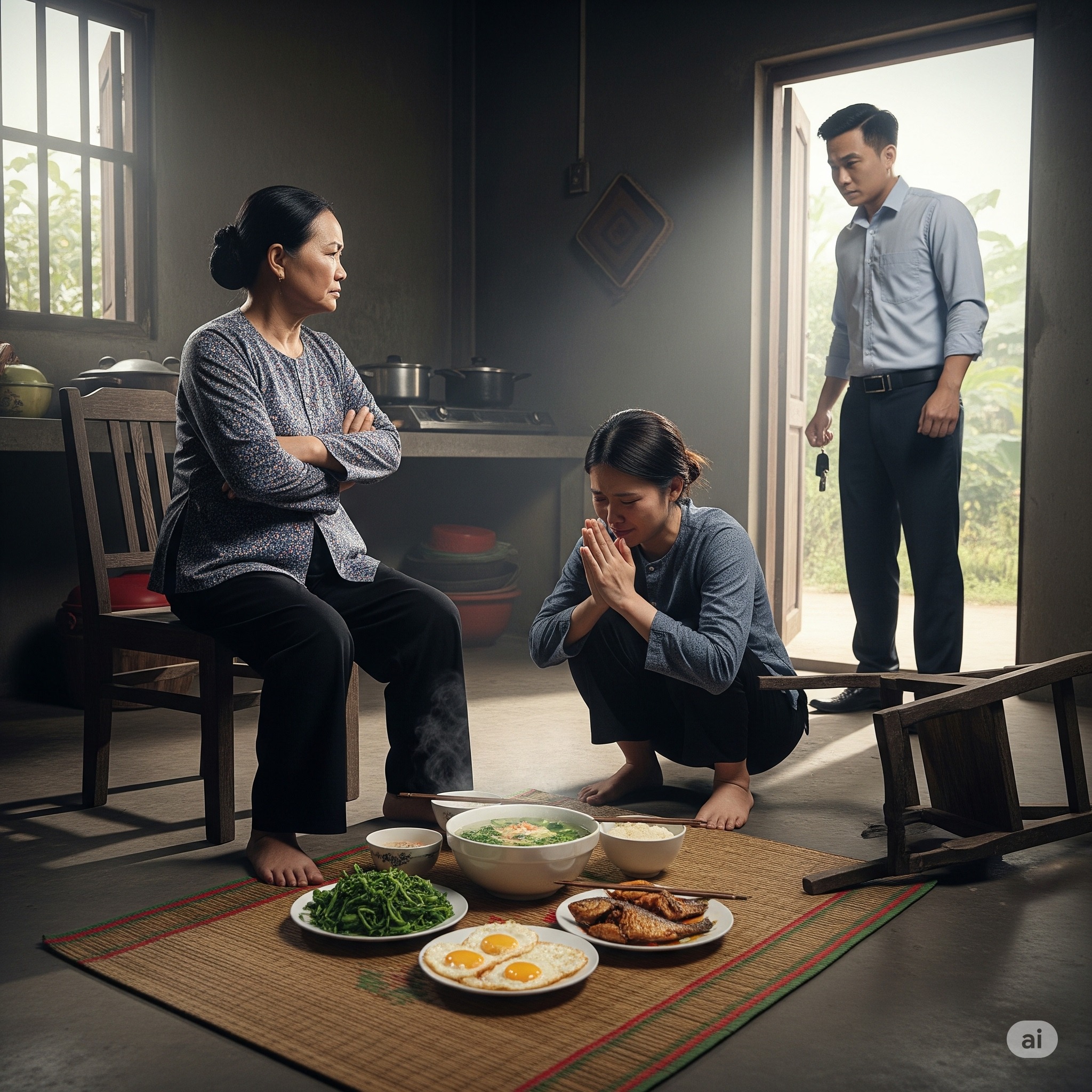 Chỉ vì mâm cơm, vợ c//ãi nh//au với mẹ, tôi thẳng chân đ////ạp vợ để rồi â/n hậ/n suốt đời…