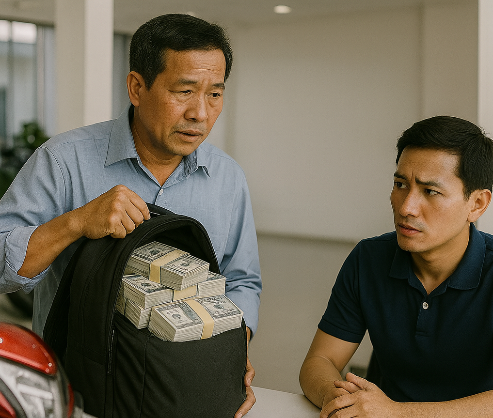 Một người đ:àn ông nghèo mang theo một balo tiền mặt đi mua xe máy đắt tiền khiến nhân viên nghi ngờ…